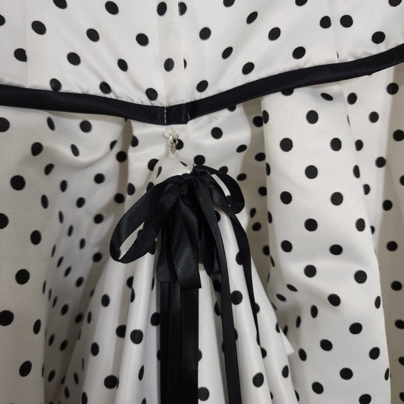 Jessica Mcclintock Gunne Sax Dress White Polka Dot Tea Corset Evening Gown Vtg 4 - Picture 7 of 10
